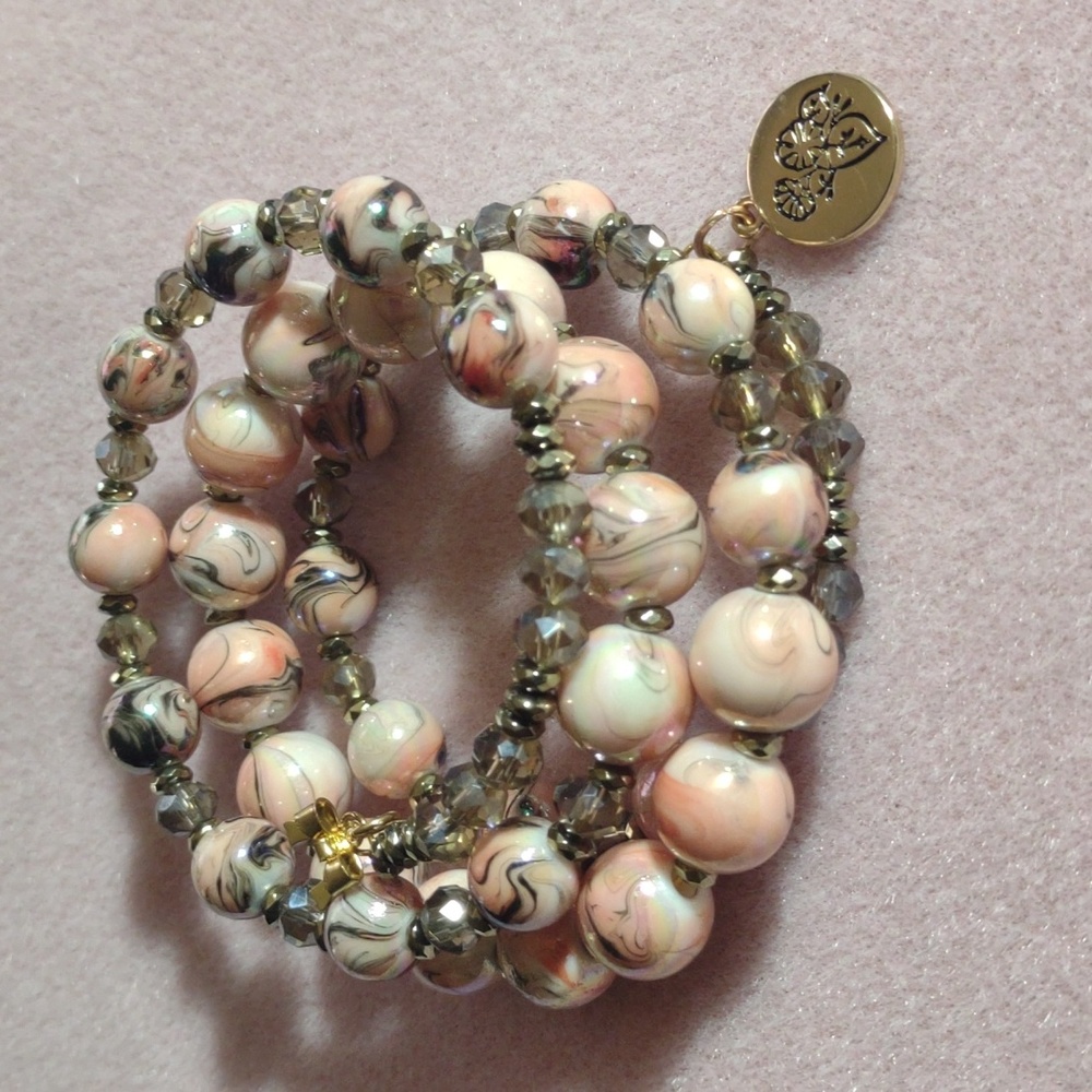 Peachy memory wire bracelet
